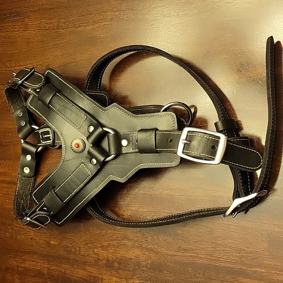 Black Leather Dog Harness New - Picture 11 of 14